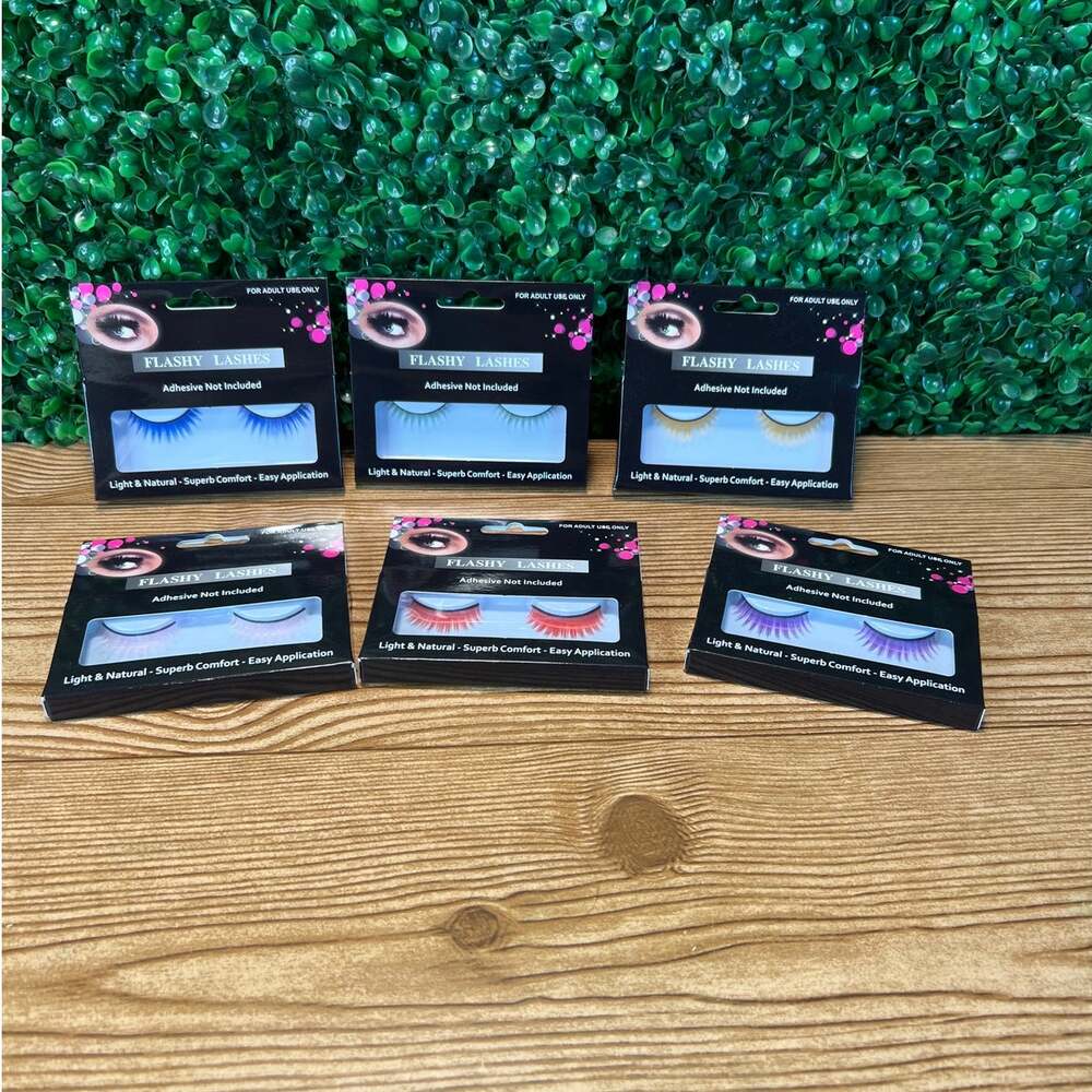 Bundle of 6 New Fashion Eyelashes Bold Colors Red Purple Pink Green Cosplay